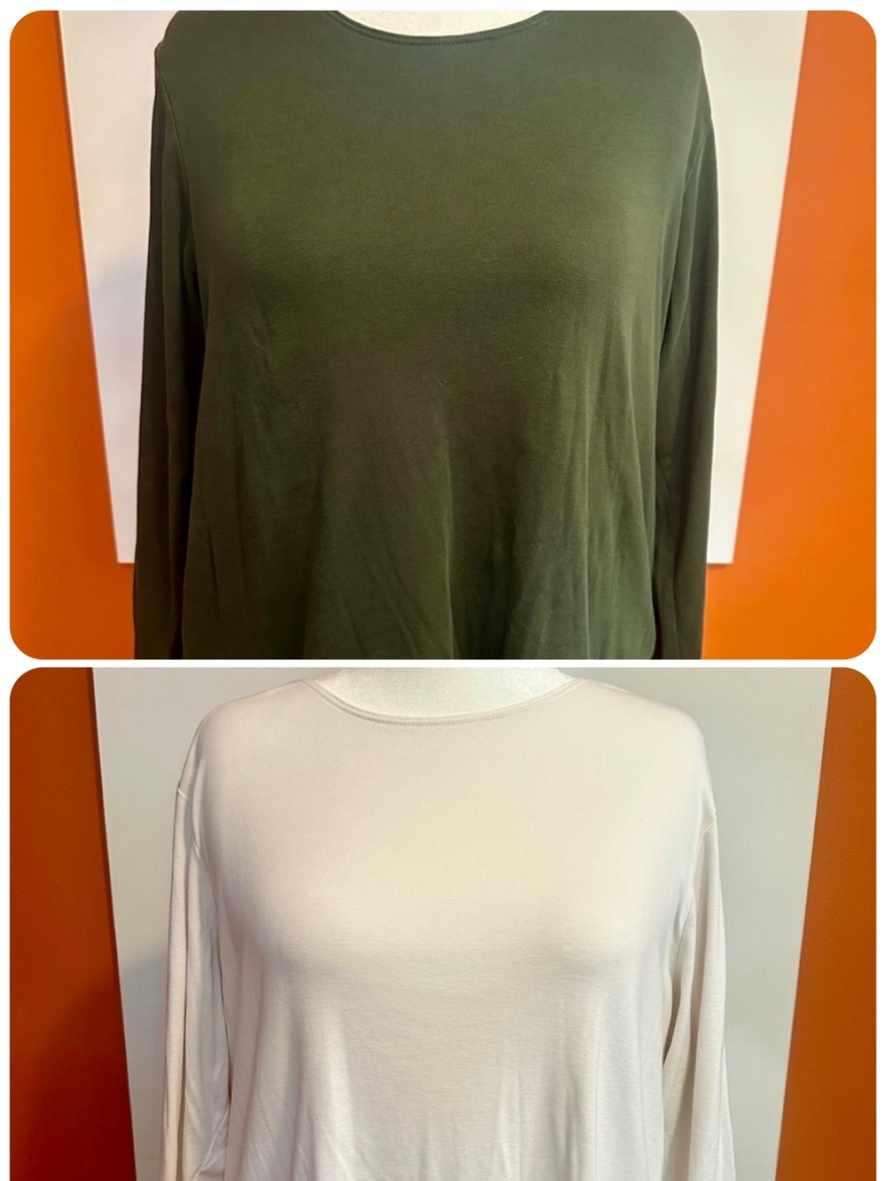 J.Jill Perfect Pima High-Low Long Sleeve Tee Lot of 2 Size 2X Green Off White